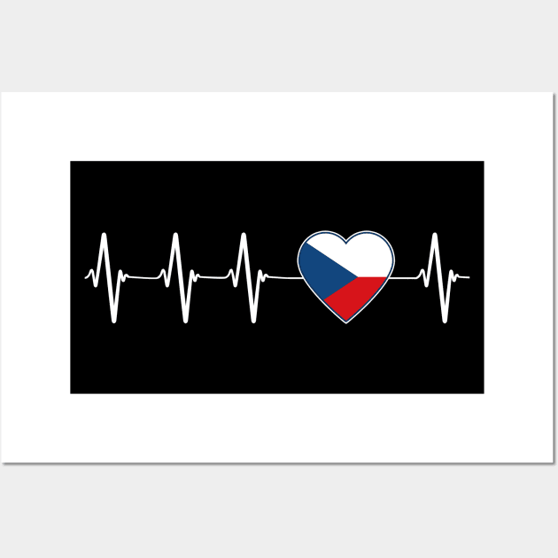 Czechia Heartbeat I Love Czech Republic Country Flag Heart Family Wall Art by Eyes4